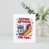 4 juli Schattige Hotdogs Bedankkaart (Staand voorkant)