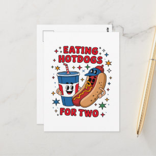 4 juli Schattige Hotdogs Briefkaart