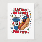 4 juli Schattige Hotdogs Briefkaart (Voorkant)