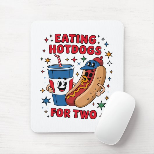 4 juli Schattige Hotdogs Muismat (Met muis)