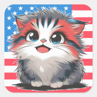 4 juli Schattige Kitten Sticker Blad