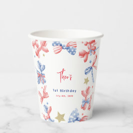 4 juli Schattigee Balloon Bow 1e Verjaardagsfeest Papieren Bekers