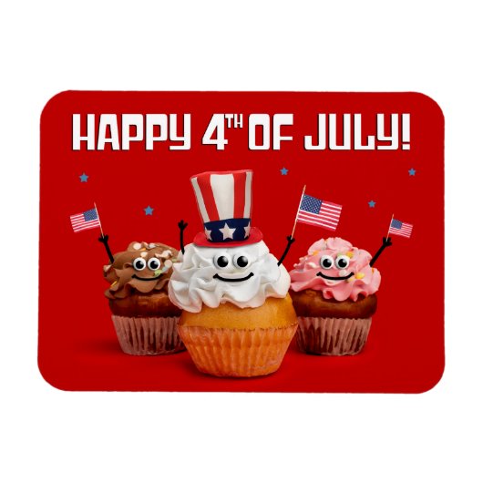 4 juli Schattigee Patriottische Cupcakes Magneet (Horizontaal)