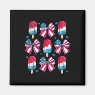 4 juli Schattigee Popsicle Bows Patriottische Vrou Magneet