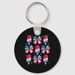 4 juli Schattigee Popsicle Bows Patriottische Vrou Sleutelhanger