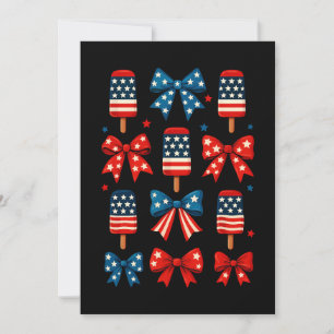 4 juli Schattigee Popsicle Coquette Bow Patriotic Kaart