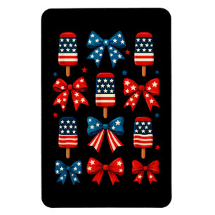 4 juli Schattigee Popsicle Coquette Bow Patriotic Magneet