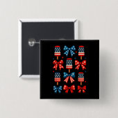 4 juli Schattigee Popsicle Coquette Bow Patriotic Vierkante Button 5,1 Cm (Voorkant /achterkant)