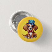 4 juli Schattigee puppy hond-71009 Ronde Button 3,2 Cm (Voorkant /achterkant)