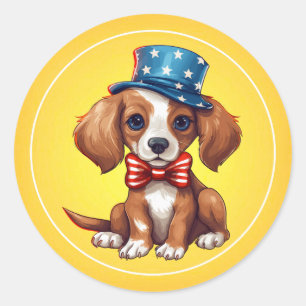 4 juli Schattigee puppy hond-71009 Ronde Sticker