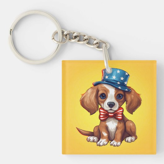 4 juli Schattigee puppy hond-71009 Sleutelhanger (voorkant)