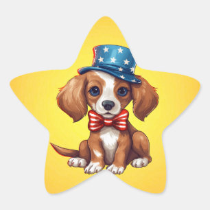 4 juli Schattigee puppy hond-71009 Ster Sticker