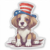 4 juli Schattigee puppy hond met Pet-54676 Sticker (Voorkant)