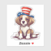 4 juli Schattigee puppy hond met Pet-54676 Sticker (Vel)