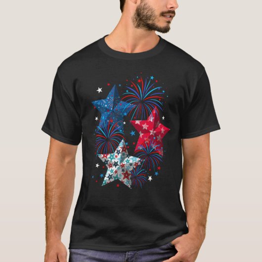 4 juli Schattigee USA Patriotic Stars T-shirt (Voorkant)