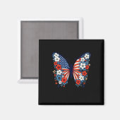 4 juli Schattigee Vlinderbloem Rood Wit Blauw U Magneet (Voorkant / Achterkant)