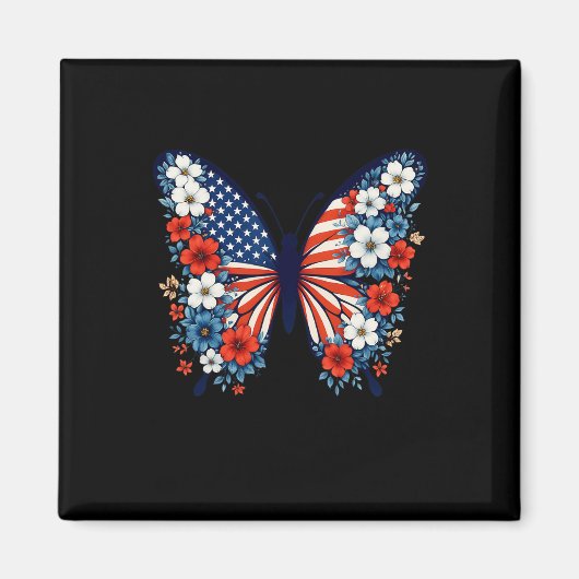 4 juli Schattigee Vlinderbloem Rood Wit Blauw U Magneet (Voorkant)