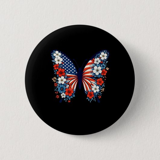 4 juli Schattigee Vlinderbloem Rood Wit Blauw U Ronde Button 5,7 Cm (Voorkant)