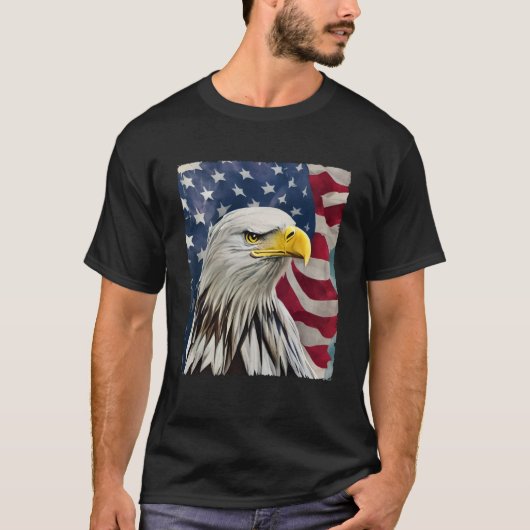 4 juli Schilderen Kale Adelaar Amerikaanse Vlag US T-shirt (Voorkant)
