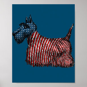 4 juli Schotse Terrier Dog Amerikaanse vlag Poster