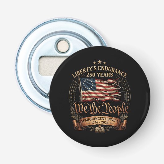 4 juli semiquincentennial 1776-2026 button flesopener (Voorkant)