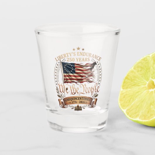 4 juli semiquincentennial 1776-2026 shot glas (Voorkant)