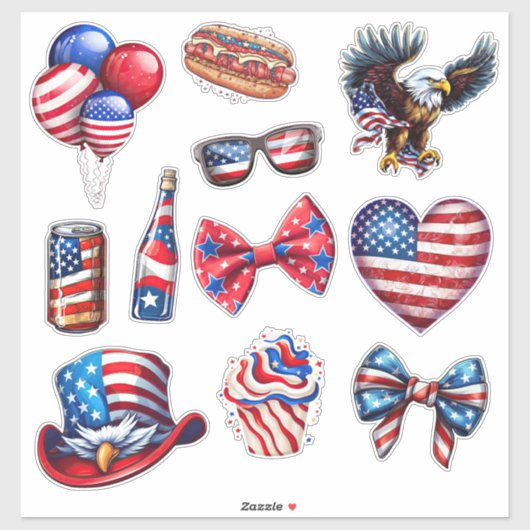 4 juli Set 2 Sticker (Vel)