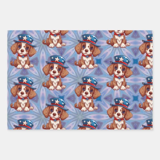 4 juli Set van 3 Inpakpapier Vel (Voorkant 3)