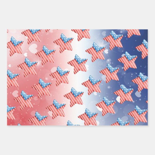 4 juli Set van 3 Inpakpapier Vel (Voorkant)