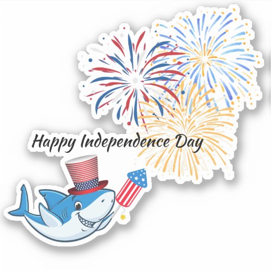 4 juli Shark vuurwerk directeur USA Flag Glass Sticker (Voorkant)
