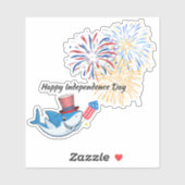 4 juli Shark vuurwerk directeur USA Flag Glass Sticker (Vel)