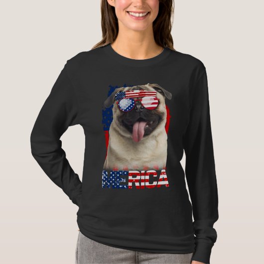 4 juli Shirt Amerikaanse vlaggetjes Hondenliefhebb (Voorkant)