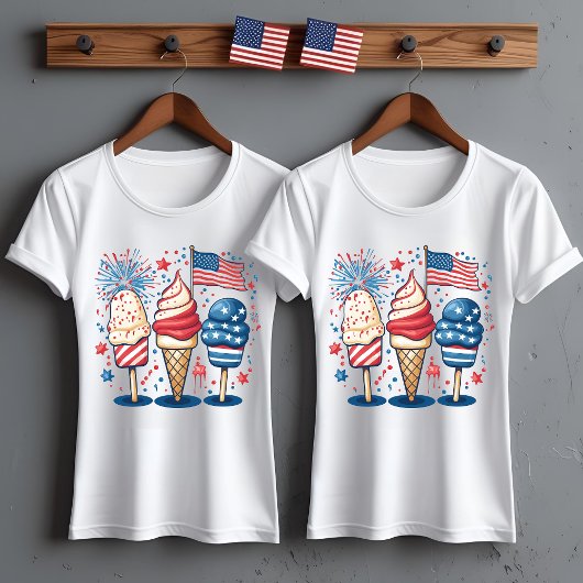4 juli Shirt met Ice Cream & Flag