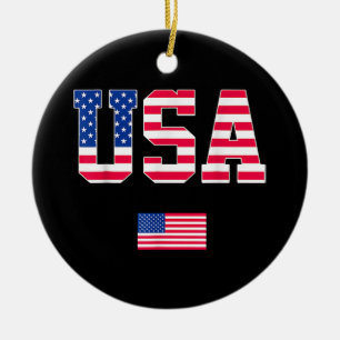 4 juli Shirt USA Patriottische Amerikaanse Vlag W Keramisch Ornament