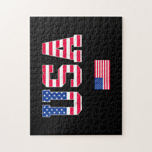 4 juli Shirt USA Patriottische Amerikaanse Vlag W Legpuzzel