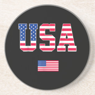 4 juli Shirt USA Patriottische Amerikaanse Vlag W Zandsteen Onderzetter