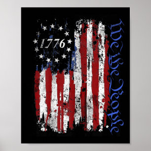 4 juli Shirten wij de mensen 1776 USA Flag Jet Poster