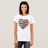 4 juli-shirtpatchwork, retro hart patriottisch t-shirt (Voorkant volledig)