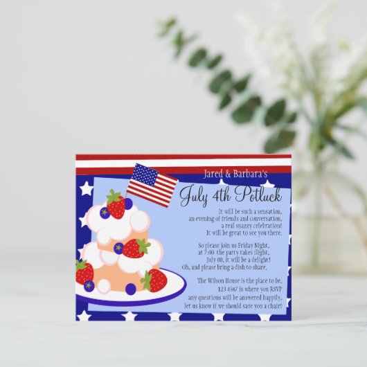 4 juli Shortcake Kaart (Staand voorkant)