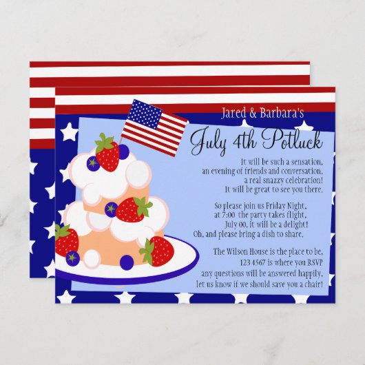 4 juli Shortcake Kaart (Voorkant / Achterkant)