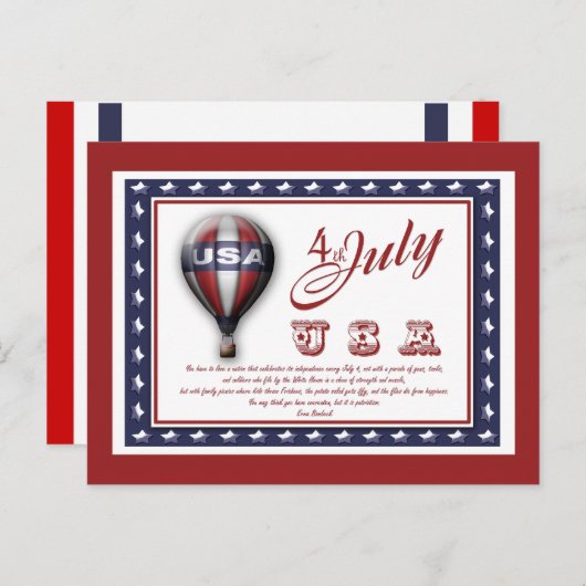 4 juli sjabloon - aanpasbaar briefkaart (Voorkant / Achterkant)