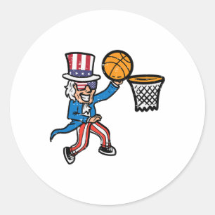 4 juli Sketll Uncle Sam America Mannen Boys Kinder Ronde Sticker