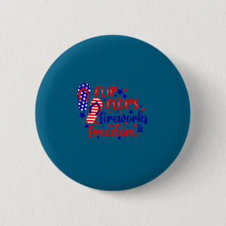 4 juli slippers vuurwerk en vrijheid ronde button 5,7 cm