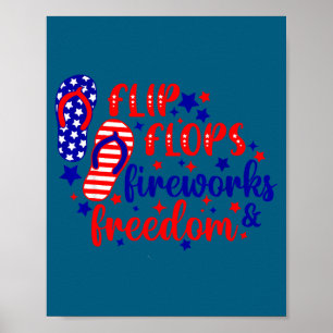 4 juli slippers vuurwerk & vrijheid poster