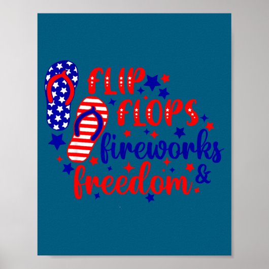 4 juli slippers vuurwerk & vrijheid poster (Voorkant)