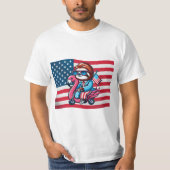 4 juli Sloth Flamingo Amerikaanse vlag USA Fourt T-shirt (Voorkant)