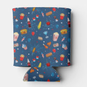 4 juli Snacks & Drinken Patroon met Fireworks Blikjeskoeler (Achterkant)