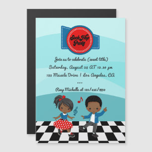 4 juli Sock Hop Feest Magnetische Uitnodiging
