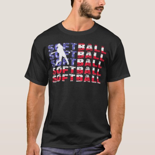 4 juli Softbal Amerikaanse vlag Patriottisch T-shirt (Voorkant)