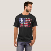4 juli Softbal Amerikaanse vlag Patriottisch T-shirt (Voorkant volledig)
